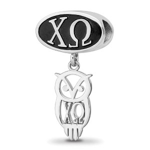 Black Bow Jewelry Sterling Silver Chi Omega Greek Life Bracelet Bead Charm - 1 of 4