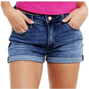 Celebrity Pink Womens Cuffed Mid Rise Casual Denim Shorts - 1 of 2