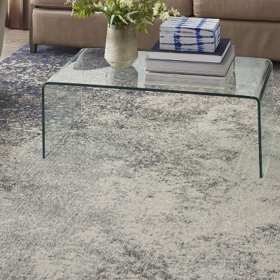 Extra Large Charcoal and Ivory Geometric Synthetic Rug