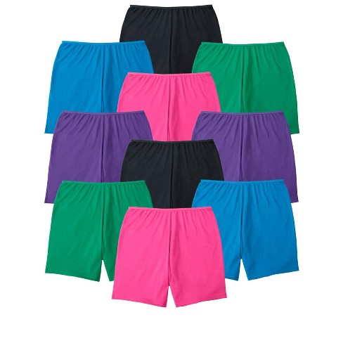 Comfort Choice Women's Plus Size Cotton Boxer 10-pack, 8 - Bright