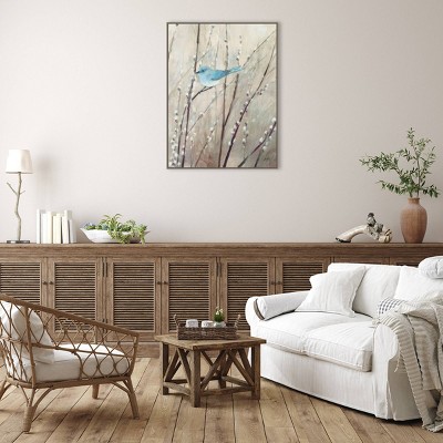 Pretty Bluebird on Pussy Willow Canvas Wall Art