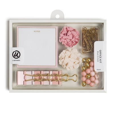 U Brands 63ct Office Accessories Kit with Sticky Notepad - Blush & Gold