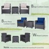 Tangkula 3PCS Outdoor Patio Rattan Conversation Set w/ Beige & Navy Cushion - 3 of 4