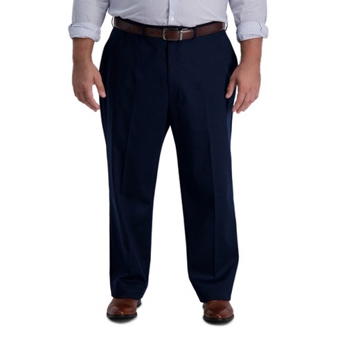 Haggar Uomo Taglie Forti Pantalone Classico Comfort – Vestibilità Dritta, Vita Elastica, Blu, 44Wx34L - 3