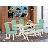 HomeStock 6-Pc Rectangle Natural Oak Finish Solid Wood Top Dining Table with 1-Bench, 4-Chairs - 2 of 4