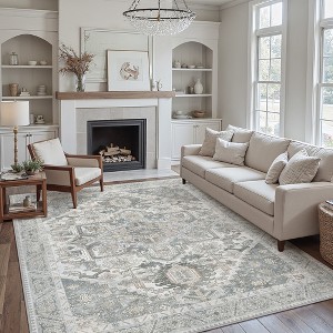 Abynow Medallion Diamond Faded Rustic Indoor Area Rug - 1 of 4
