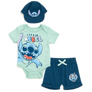 Disney Pixar Baby Bodysuit, Shorts and Baseball Cap 3 Piece Outfit Set Newborn to Infant - 1 of 4