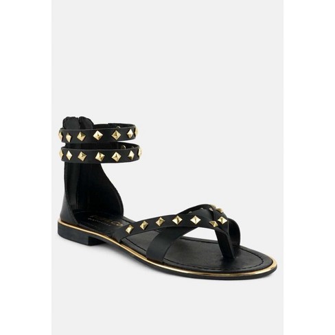 Emmeth Studs Embellished Black Flat Gladiator Sandals 8 (us) - Women ...