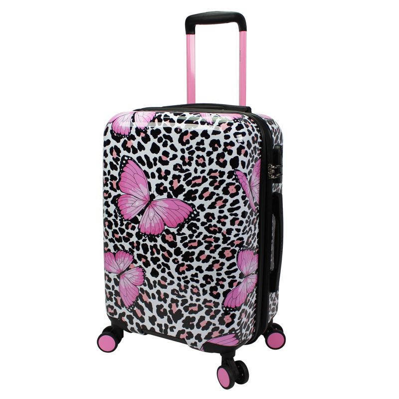 World Traveler Dejuno Butterfly Cheetah 3-Piece Expandable Spinner Luggage Set, 2 of 6