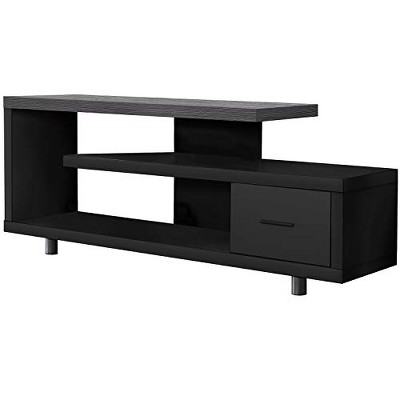 Monarch Specialties Tv Stand 60 Inch Console Media Entertainment Center Storage Cabinet Living Room Bedroom Laminate Black Grey Contemporary Modern