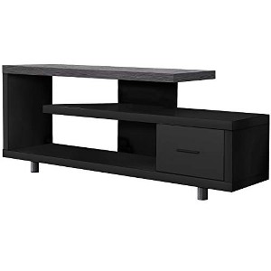 Monarch Specialties Tv Stand 60 Inch Console Media Entertainment Center Storage Cabinet Living Room Bedroom Laminate Black Grey Contemporary Modern - 1 of 4