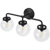 POWLIG 22.44-in 3-Light Matte Black Bathroom Light Fixtures Over Mirror Vanity Lighting with Clear Glass Globe Shades - 2 of 4