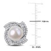 EVERLY JEWELRY | Sterling Silver 9 - 9.5 MM Cultured Freshwater Pearl and Cubic Zirconia Geometric Stud Earrings– Multiple Pearl color Options - 3 of 4