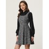 INSPIRE CHIC Women's Sleeveless Square Neck Plaid Fit and Flare Tweed Dresses - 3 of 4