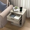 Resenkos Wood Nightstand With Charging Station, Bedside Table With Wood Drawers And Open Shelf, Night Stand With Storage For Bedroom, - 3 of 4