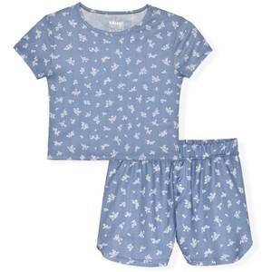 Sleep On It Girls 2-Piece Short Sleeve Pajama Shorts Set – Ribbed Milky Jersey or Pointelle Knit - 1 of 4