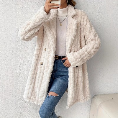 Womens Coat Cable Knit Plush Long Button Front Cardigan Coat Jackets
