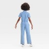 Girls' Short Sleeve Utility Jumpsuit - Cat & Jack™ Light Blue - 2 of 3