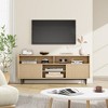 Fluted TV Stand for 70 inch, Modern Entertainment Center with Storage and Sliding Doors, Wood Media Console Furniture for Living Room, Natural - 2 of 4