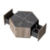 GustoWave 31.8'' x 27.56'' Hexagonal Retro Wood Coffee Table, Cocktail Table with 2 Drawers for Living Room, Textured Black Warm Oak - 2 of 4