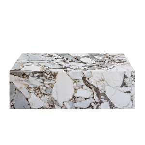 TiramisuBest 39.3" MDF Coffee Table, Modern Light Wood Finish with Stylish Design for Living Room,Wood - 1 of 4