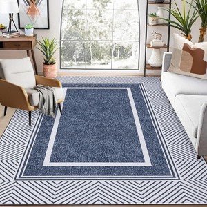Modern Runner Rug Washable Area Rug Bordered Rugs Modern Runner Rug Non-Slip Area Rug Small Accent Geometric Throw Rugs Floor Carpet - 1 of 4