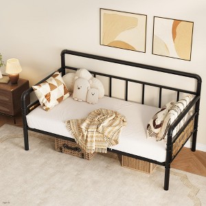 Coucheta Twin Daybed Frame, Classic Headboard Design with Metal & MDF Frame, Strong Slats Support, Multi-Room Use - 1 of 1