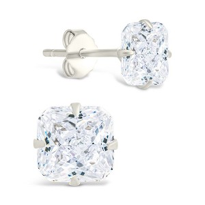 SHINE by Sterling Forever Sterling Silver Radiant Cut Prong Set Stud Earrings - 1 of 4