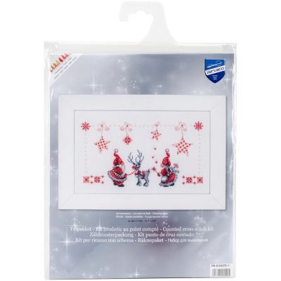 Vervaco Counted Cross Stitch Kit 11"X6.75"-Christmas Elves On Aida (14 Count)