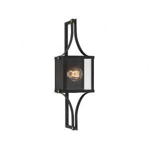 Savoy House Raeburn 1 - Light Wall Light in  Matte Black/Weathered Brushed Brass - 1 of 3