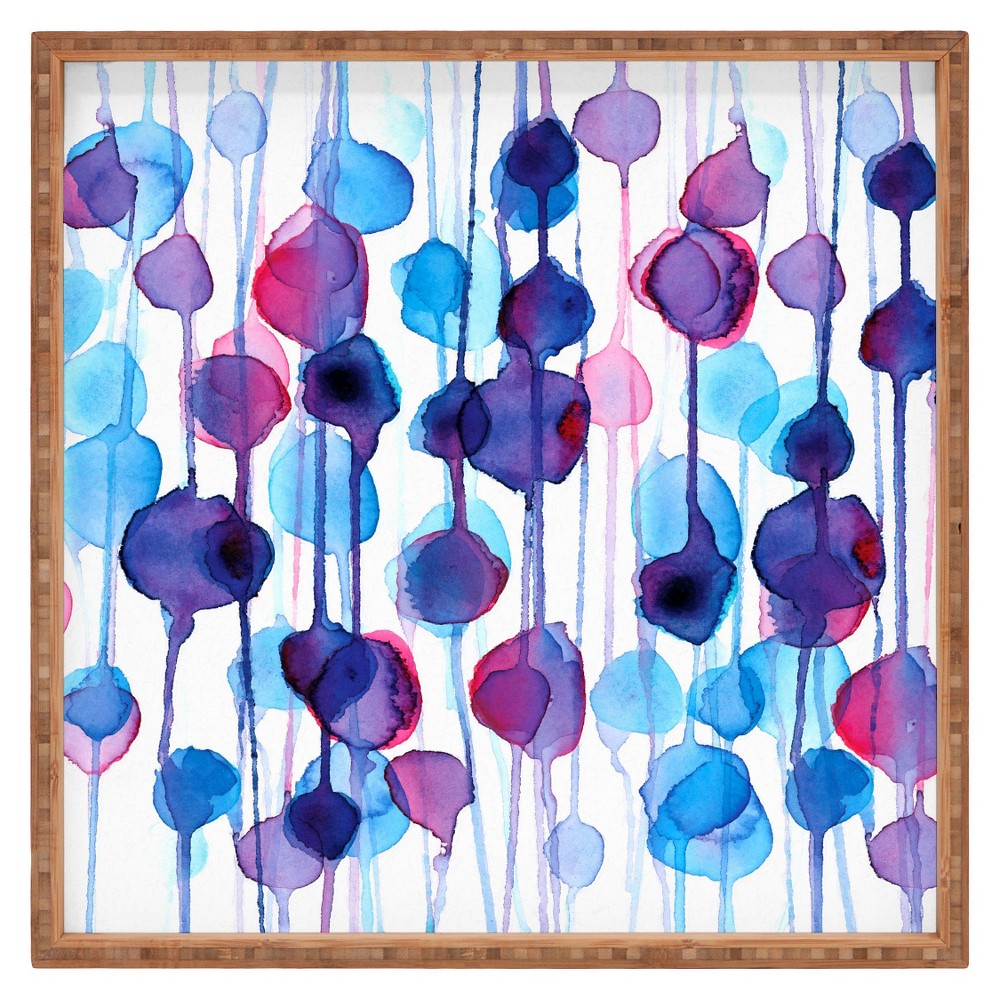 Photos - Other Decoration Medium CMYKaren Abstract Watercolor Square Tray Purple - Deny Designs