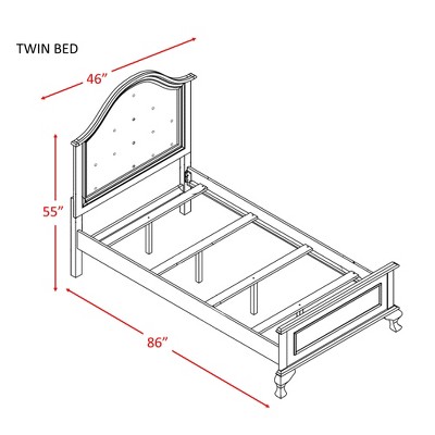 Jenna White Twin Upholstered Bed with Faux Leather Headboard