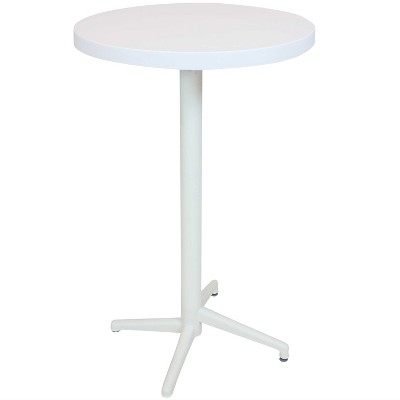 Sunnydaze 45"H Round Plastic All-Weather Commercial-Grade Patio Bar Table with Foldable Design, White