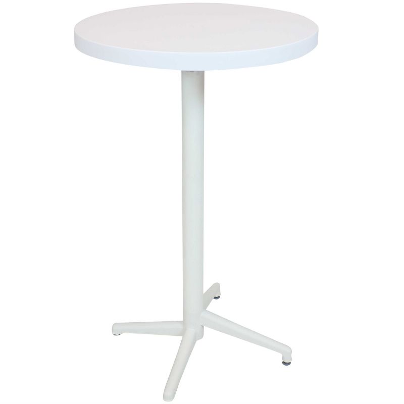 Sunnydaze 45"H Round Plastic All-Weather Commercial-Grade Patio Bar Table with Foldable Design, White, 1 of 11