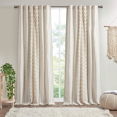 Sapphtopaz Curtains Cotton Printed Window Curtain Panel for Light Liltering and More Privacy for Bedroom, Living Room, Machine Washable