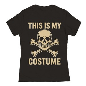 Rerun Island Women This Is My Costume Cross Skull Short Sleeve Graphic Cotton T-Shirt - 1 of 4