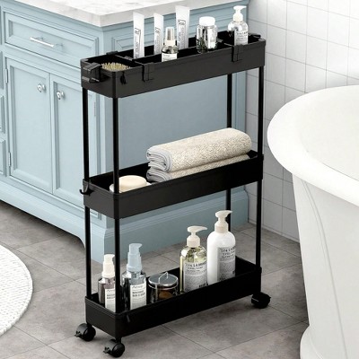 YONWAY Storage Cart, Rolling Utility Organizer Cart, Mobile Shelving Unit Slide Out Storage Shelves for Kitchen, Living Room and Bathroom