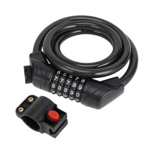 Unique Bargains Bicycle Lock Bicycle Padlock 5 Digit Resettable Bike Cable Lock Black 1Set - 1 of 4