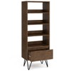 63.8" Saylor Tall Bookcase with Hairpin Legs & Drawer - WyndenHall: Industrial Design, Acacia Wood - 2 of 4