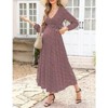 Coolmee Women's Summer Floral Maxi Dress Casual Wrap V Neck Long Sleeve Tie Waist Ruffle Boho Flowy Long Dresses - 4 of 4
