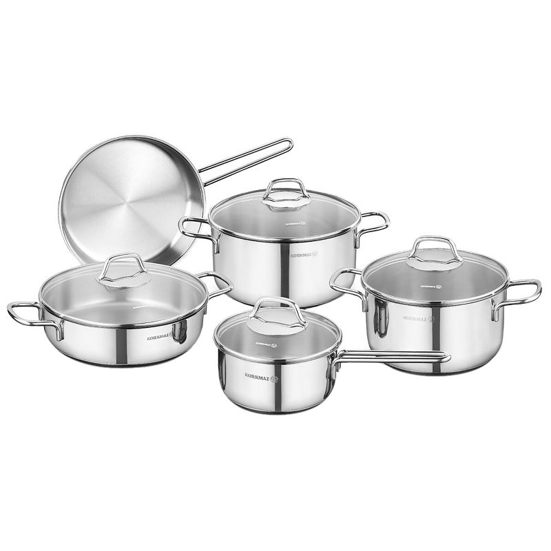 Korkmaz Perla 9 Piece Stainless Steel Cookware Set in Silver, 1 of 9