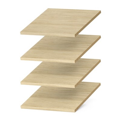 Easy Track 12 Inch Wide Wood Organizer Closet Shelf Accessory Compatible with Easy Track Closet Systems for Additional Storage, Honey Blonde, (4 Pack)