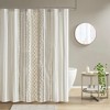 VYNXARIA 72*72"Cotton Printed Shower Curtain with Chenille,Ivory - 4 of 4
