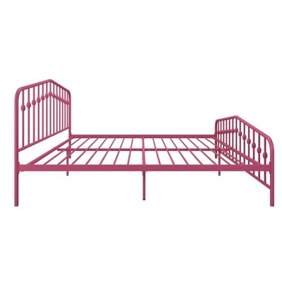 Hot Pink King Metal Platform Bed with Headboard and Slats