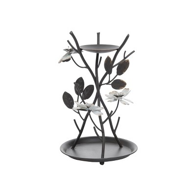 Distressed White Flower Metal Jewelry Trinket Holder - Foreside Home & Garden