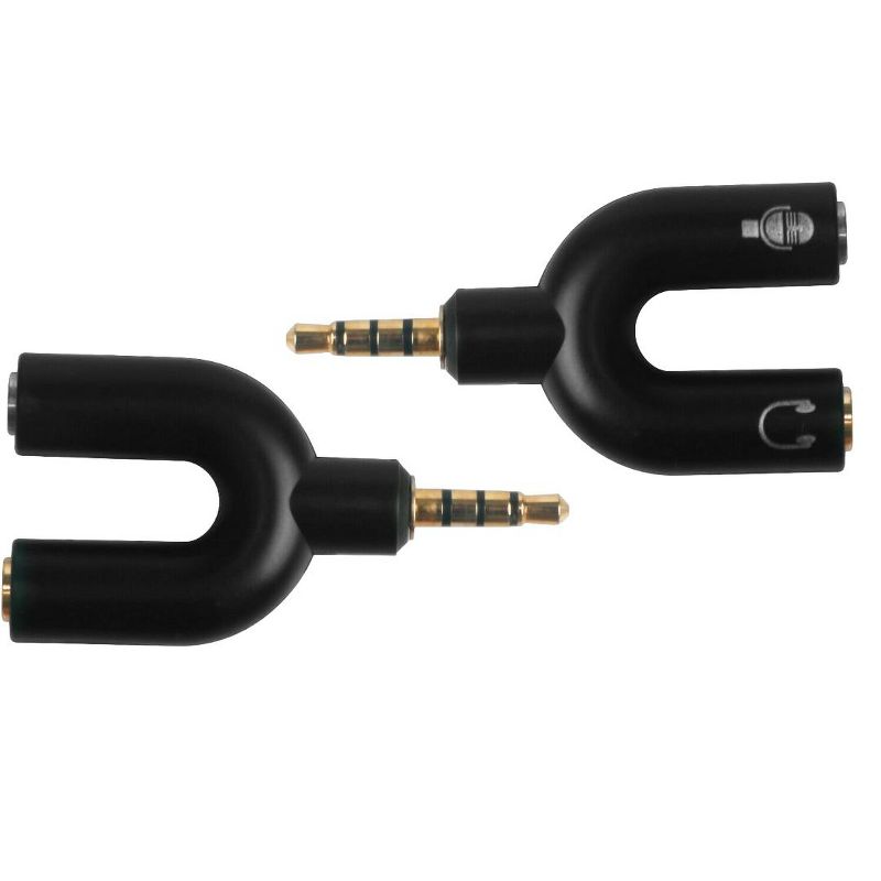 Sanoxy 2-Pack 3.5mm Stereo Audio Male To 2 Female Headphone Splitter Cable Adapter (Black), 1 of 4