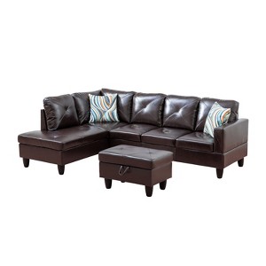GlasFlength Sectional Sofas with Ottoman, Modern Large Modular Sectional Couch for Living Room, L Shape Upholstered Couch, Brown, 97"*66.5"*33" - 1 of 3