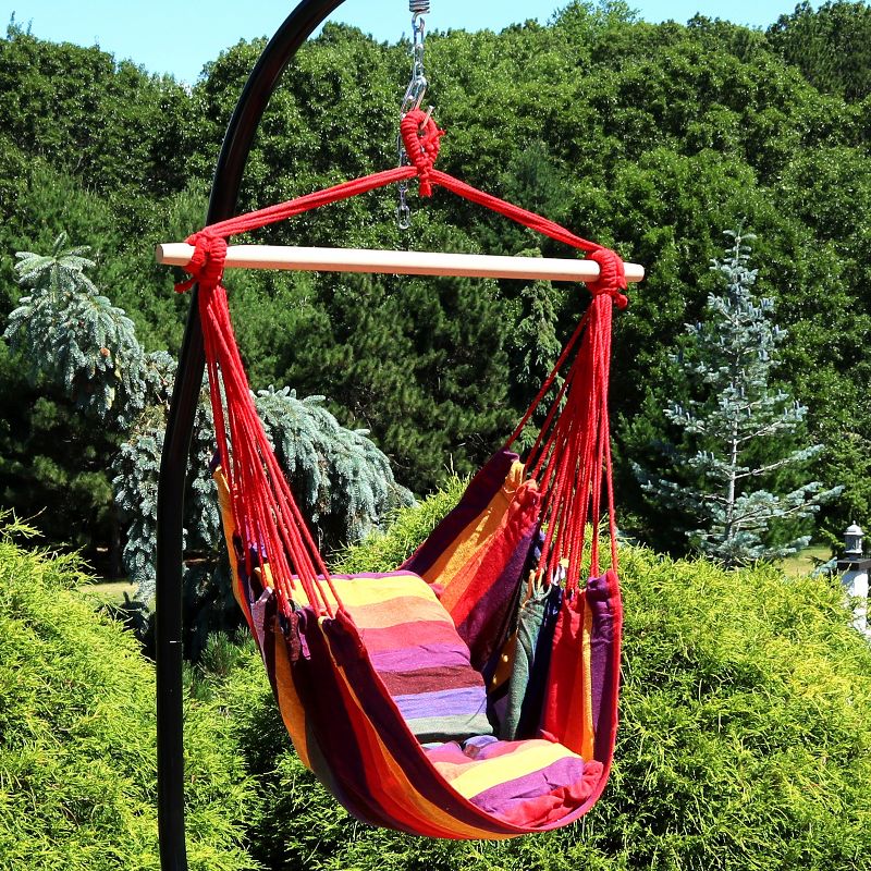 Sunnydaze Double Cushion Hanging Rope Hammock Chair Swing for Backyard and Patio - 265 lb Weight Capacity, 2 of 9