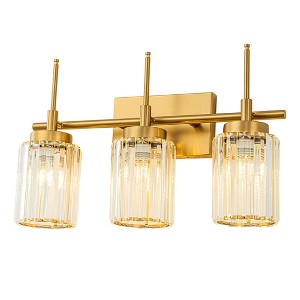 LLHZSY Modern Bathroom Vanity Wall Light Cylinder Bathroom Crystal Wall Sconces - Gold/Black-1/2/3/4/5 light - 1 of 4