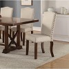 NicBex Set of 2 Dining Chair Classic Nailhead Trim Kitchen Side Chair with Wood Legs for Dining Room,Beige - 4 of 4